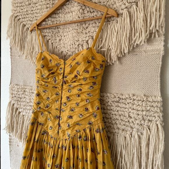 Tory Burch Pleated Embroidered Cotton Midi Dress - Picture 2 of 12